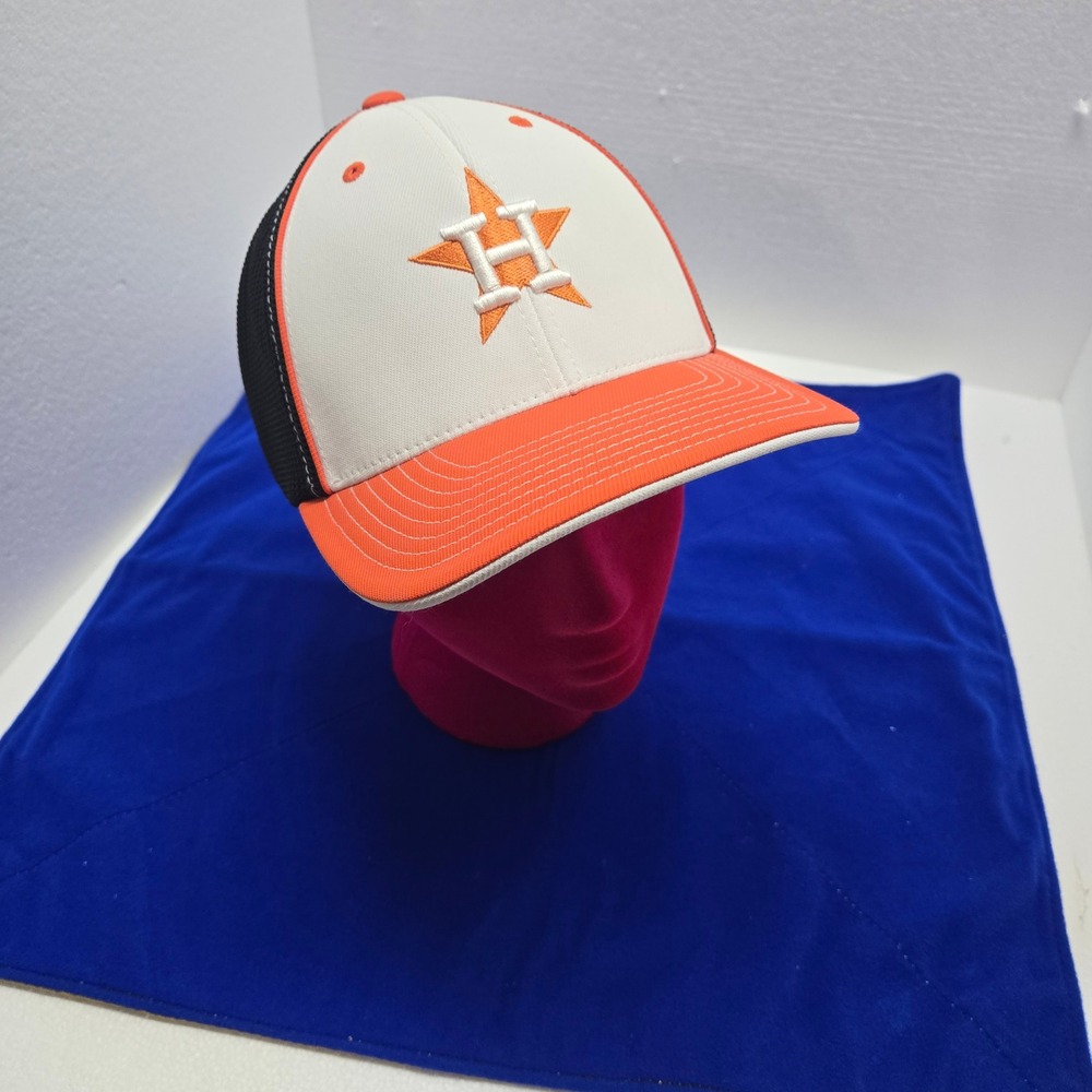 Pacific Headwear 404F Houston Astros Trucker Hat Orange White Black L-XL